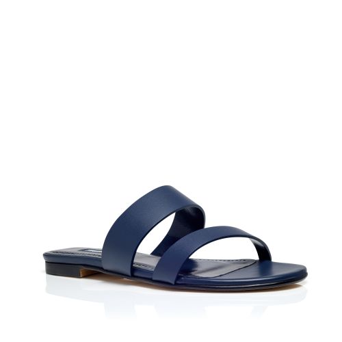 Navy Blue Calf Leather Flat Sandals, US$775
