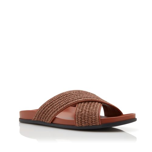Dark Brown Raffia Flat Sandals, AU$1,045
