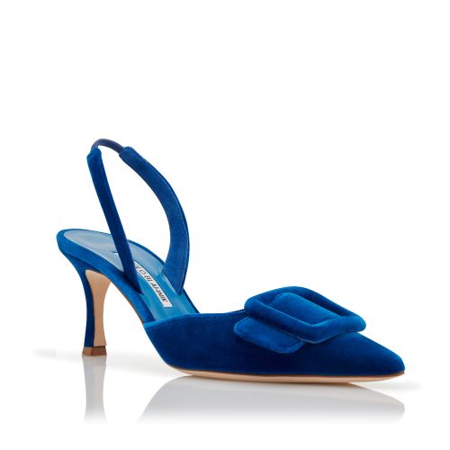 送料無料ライン対応ショップ限定キャンペーン Pumps Slingback Suede Blue Navy | MAYSLI | Blahnik Manolo 靴