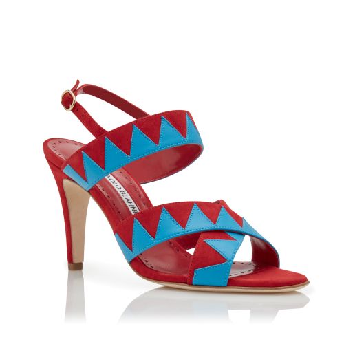Red and Blue Suede Zig Zag Sandals , AU$1,485