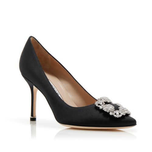 BB CALF 90 | Black Calf Leather Pointed Toe Pumps | Manolo Blahnik