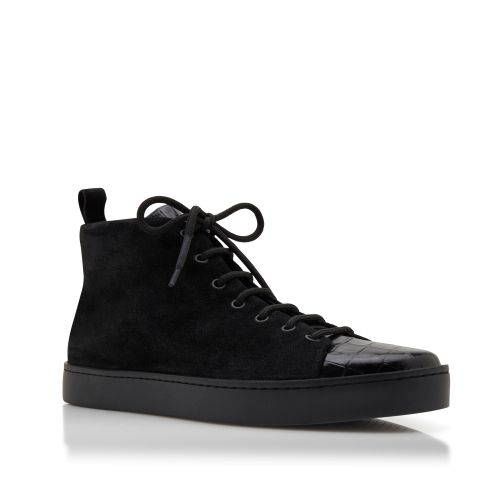 Black Calf Leather Lace Up Sneakers, CA$965