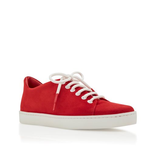 Red Suede Low Cut Sneakers, AU$1,095
