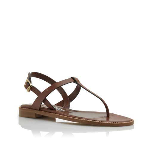 Mid Brown Calf Leather Flat Sandals, US$745