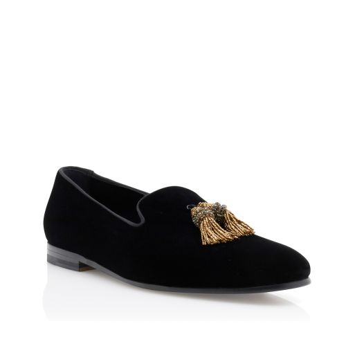 Black Velvet Tassel Loafers, CA$1,945