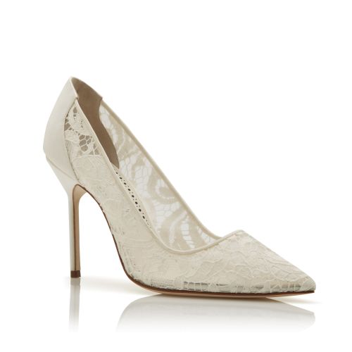 White Lace Pointed Toe Pumps, £675