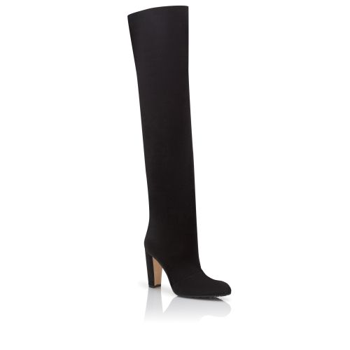 Manolo Blahnik Garda Black Velvet Knee High Boots