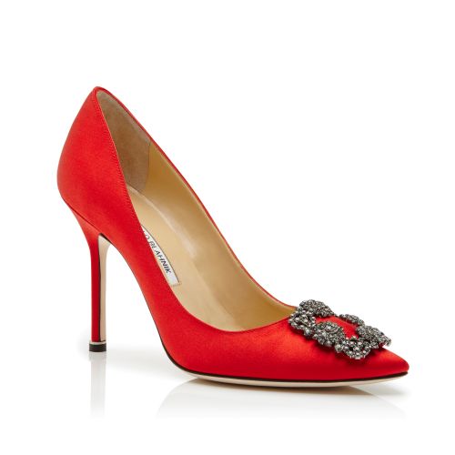 BB | Red Suede Pointed Toe Pumps | Manolo Blahnik