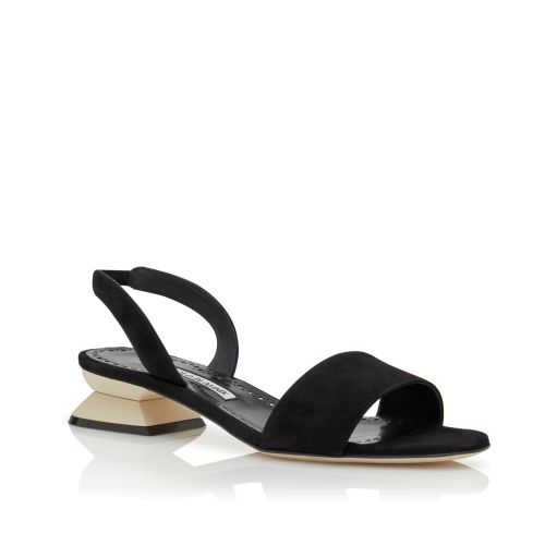 Black and Ivory Suede Slingback Sandals, €745