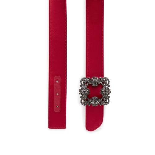 Red Satin Crystal Buckled Belt, £675