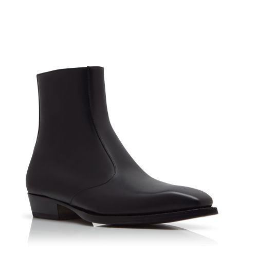Black Calf Leather Square Toe Boots, US$995