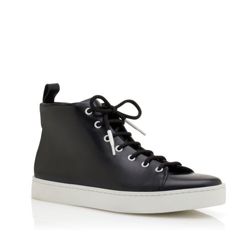 Black Calf Leather Lace Up Sneakers, £575