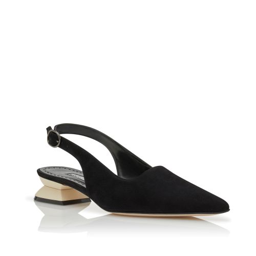 Black and Ivory Suede Slingback Mules, AU$1,425