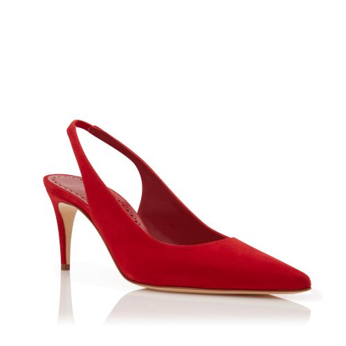 HANGISIMU | Red Satin Jewel Buckle Mules | Manolo Blahnik