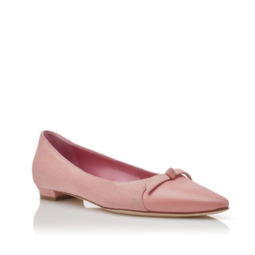 Pink Suede Bow Detail Flat Pumps, €725