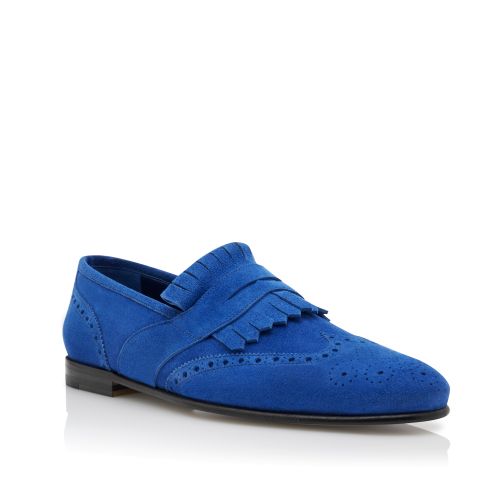 Bright Blue Suede Kiltie Loafers, AU$1,455