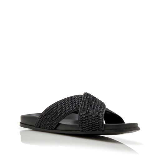 Black Natural Weave Flat Sandals, AU$1,045