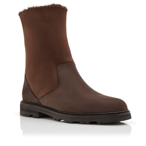 Dark Brown Suede Mid Calf Boots, £995