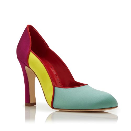 HANGISI | Yellow Satin Jewel Buckle Pumps | Manolo Blahnik