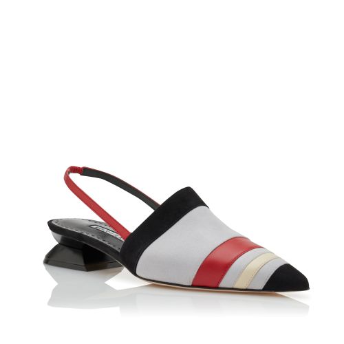 Black, Grey, Cream and Red Suede Mules , £775