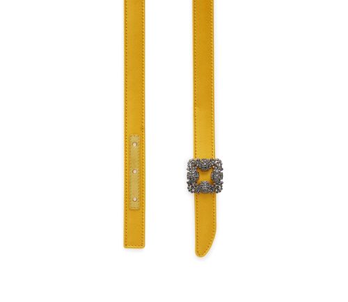 Yellow Satin Crystal Buckled Belt, £625