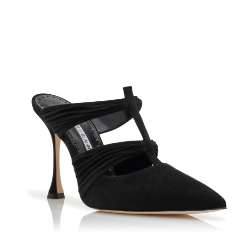 Black Suede Ruched Detail Mules , €925