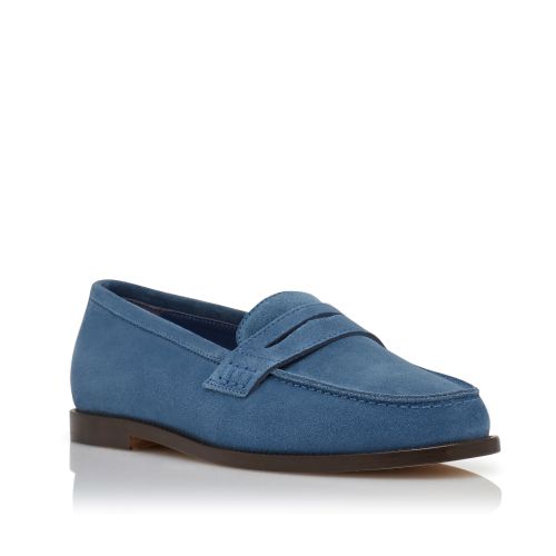 Bright Blue Suede Penny Loafers, CA$1,035