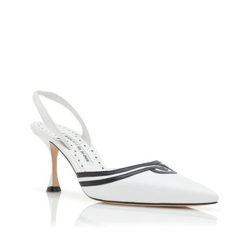 White and Black Nappa Leather Slingback Pumps, £725
