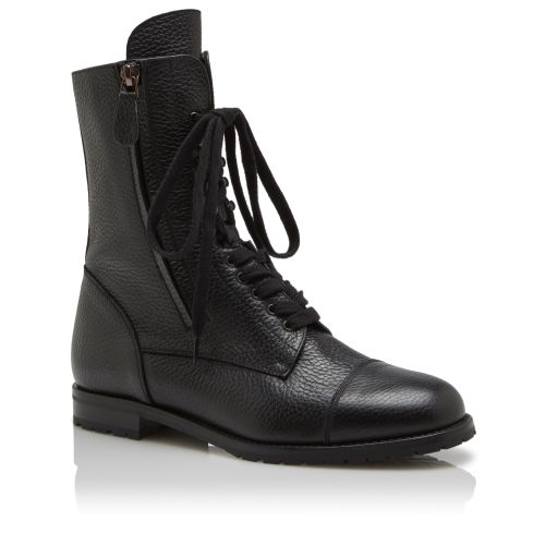 Black Calf Leather Military Boots, CA$1,485