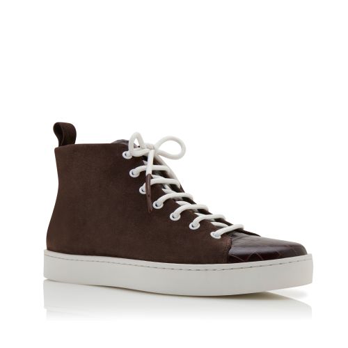 Brown Calf Leather Lace Up Sneakers, CA$965