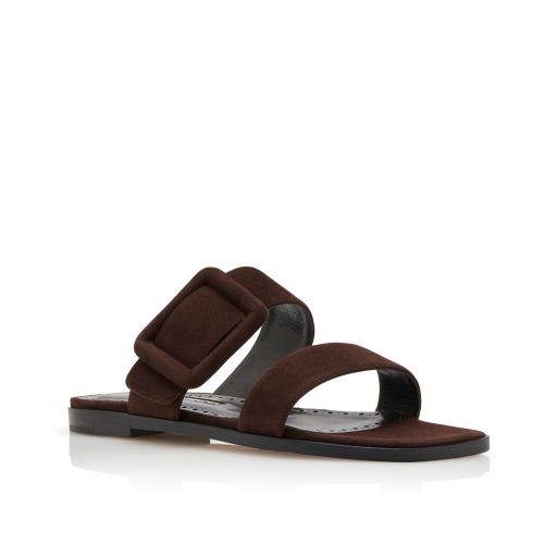 Dark Brown Suede Flat Sandals, CA$1,075