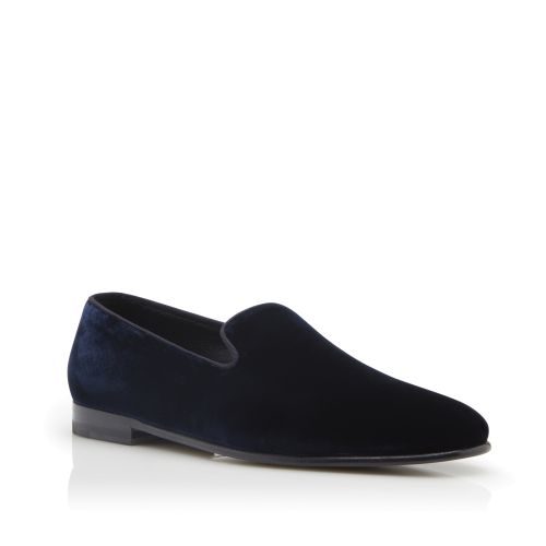 Navy Blue Velvet Loafers, £675