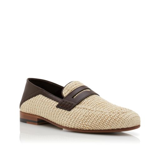 Cream and Red Raffia Penny Loafers, £695