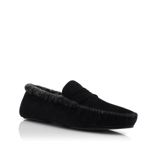 Black Suede Shearling Lined Loafers, £575