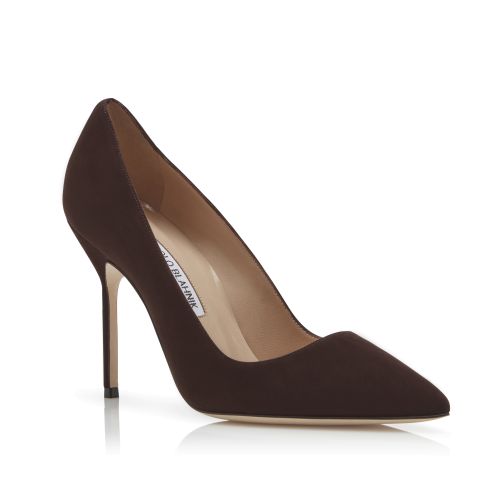 Chocolate Brown Suede Pointed Toe Pumps, US$725