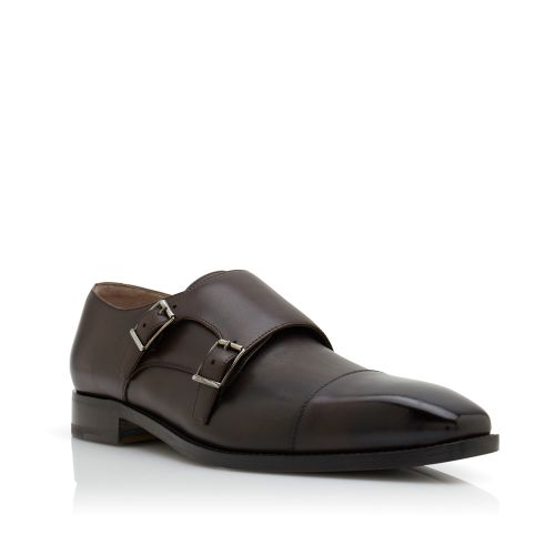 Dark Brown Calf Leather Monk Strap Shoes, £895