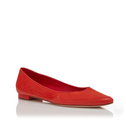 Orange Nappa Leather and Suede Flat Pumps , CA$1,135