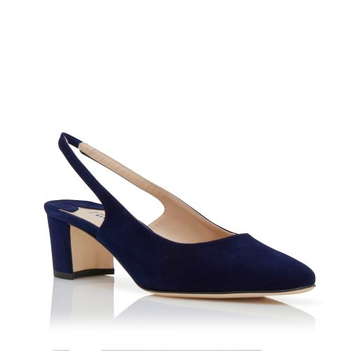 MAYSALEPUMP 90 | Navy Blue Suede Buckle Detail Pumps | Manolo Blahnik