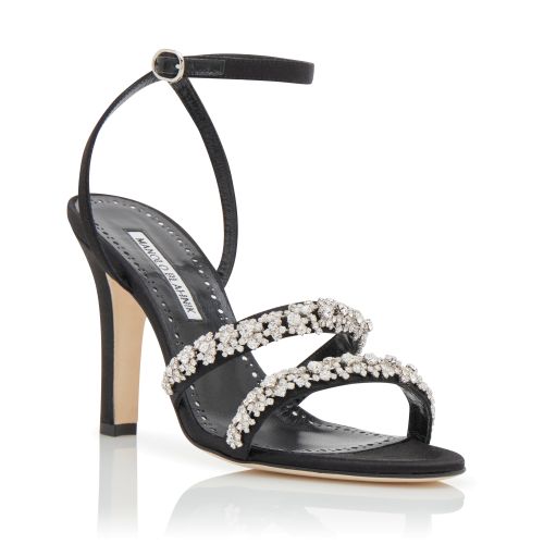 Black Satin Crystal Embellished Sandals, €1,395