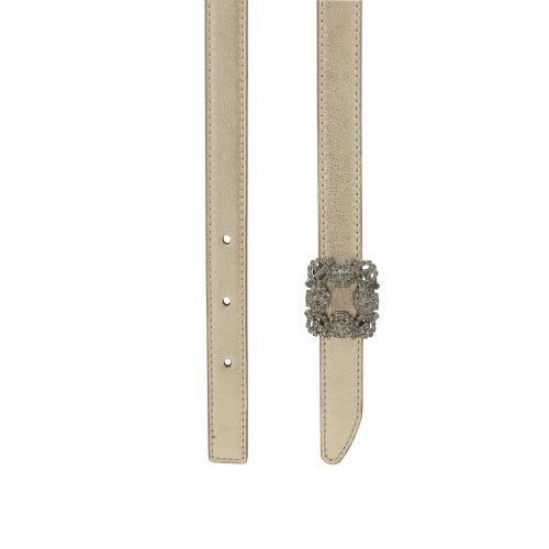Gold Nappa Leather Crystal Buckled Belt, £645
