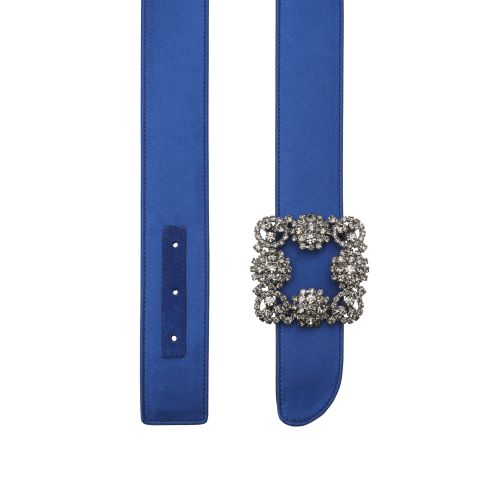 Blue Satin Crystal Buckled Belt, £675