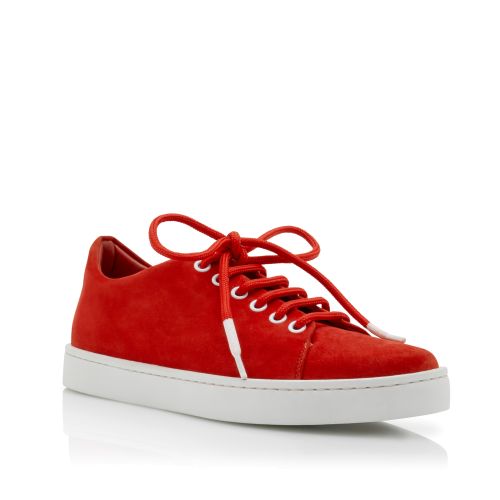 Bright Red Suede Low Cut Sneakers, AU$1,095