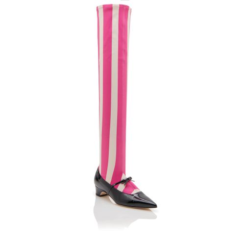 Black, Pink and White Patent Striped Shoe Boots, €1,045