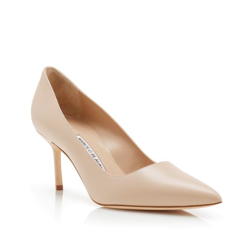 HANGISI 70 | Champagne Satin Jewel Buckle Pumps | Manolo Blahnik