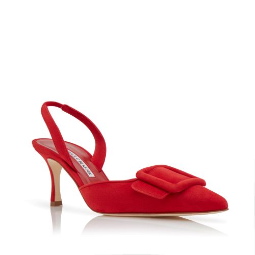 Red Suede Slingback Pumps, €745