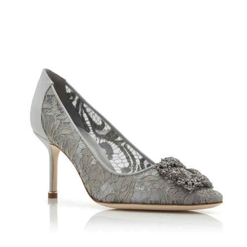 Grey Lace Jewel Buckled Pumps, £915