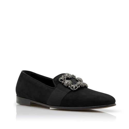 Black Suede Jewelled Buckle Loafers, €1,095