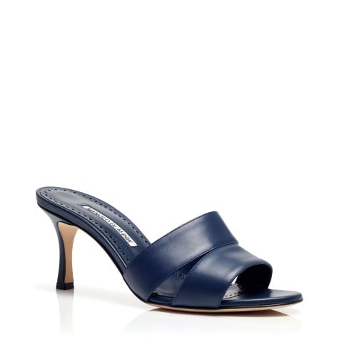 MAYSLI | Navy Blue Suede Slingback Pumps | Manolo Blahnik