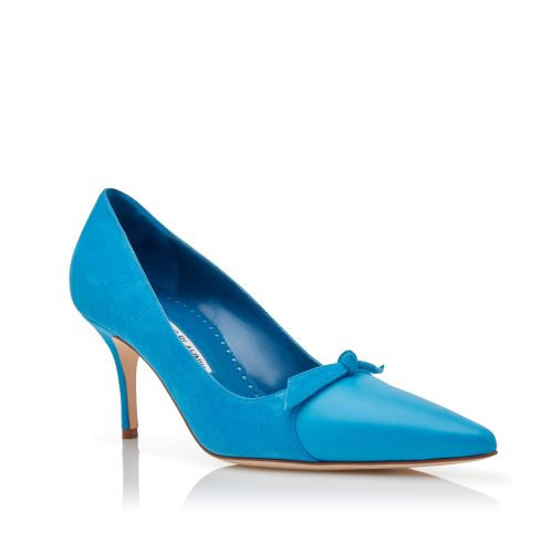 MAYSLI | Navy Blue Suede Slingback Pumps | Manolo Blahnik