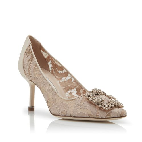 Pink Champagne Lace Jewel Buckle Pumps, £995